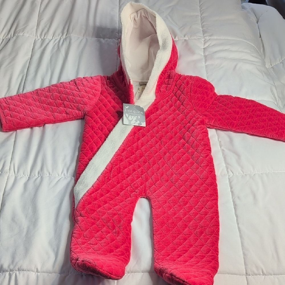 Kate Quinn 12-18 Months Pink Quilted Snow Suit Bunting, NEW